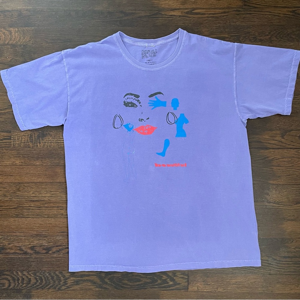 RARE KidSuper Beautiful Face Stencil Print Tee Purple XL
